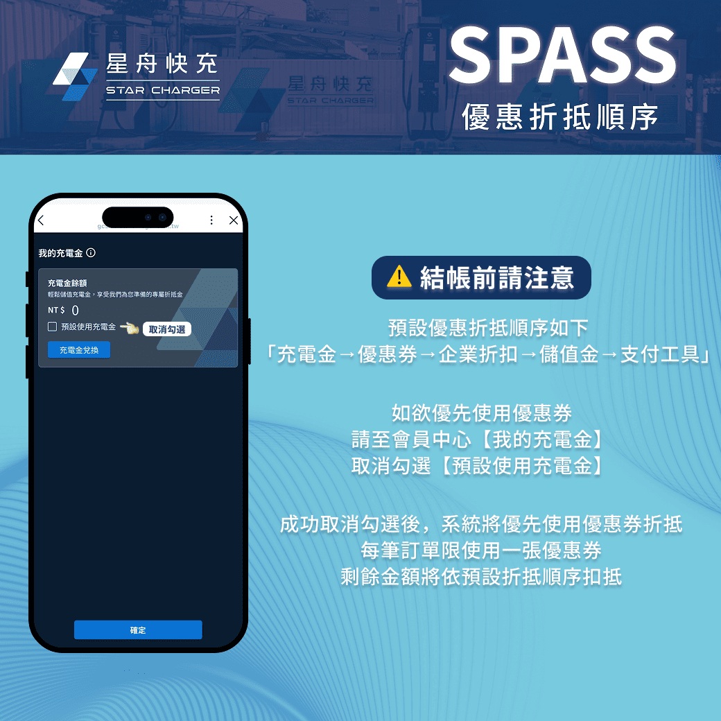 星舟spass 優惠折抵順序